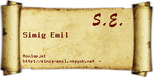 Simig Emil névjegykártya